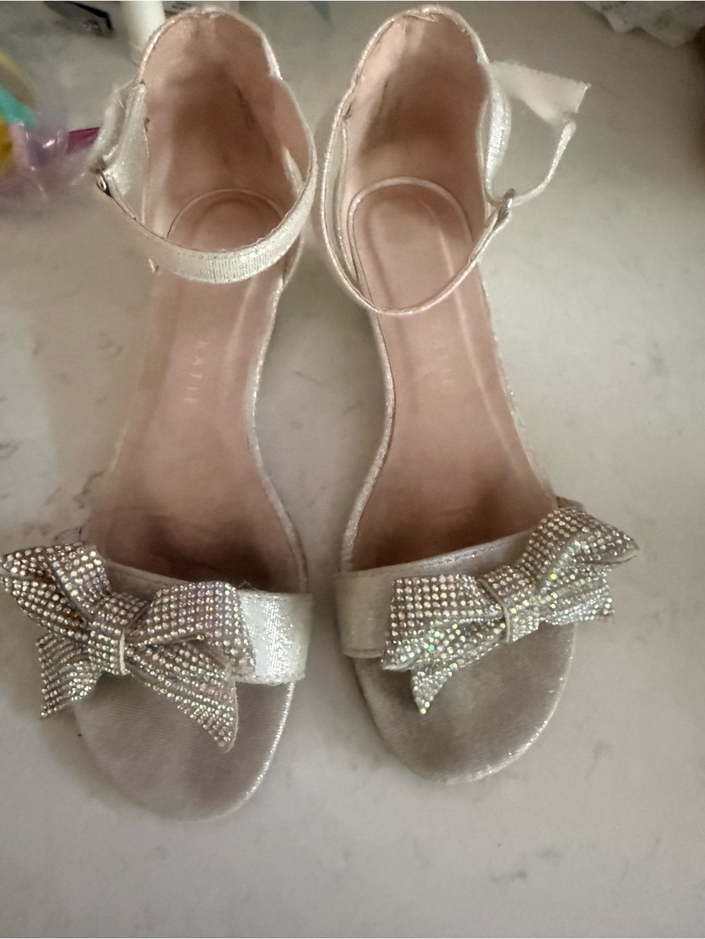 Guess Silver Bow Ankle-Strap Sandals
